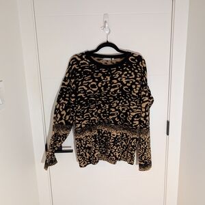 Rabe 1920 Cheetah Print Fine Knit Sweater Size 44